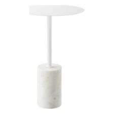 Modway Lyric Round Marble & Iron Side Table with Cylinder Base in White - Sterling - US