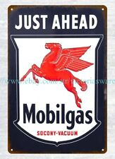 automotive oil gas Mobilgas Just Ahead metal tin sign decorating ideas