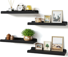 Black Floating Shelves for Wall Set of 4, Wood Wall Shelves with Lip,15.6 Inch R - Toronto - Canada