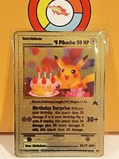Pikachu Birthday Surprise Gold Metal Pokémon Card- Collectible/Gift/Display