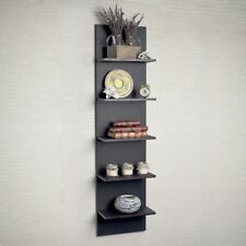 Hanging Wall Shelf 5 Narrow Vertical Shelves Modern Sleek Minimalist Black Decor - Englewood - US