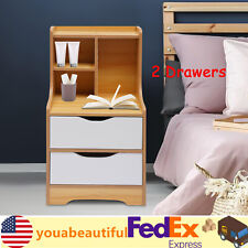 Bedroom End Side Bedside Table Nightstand Organizer with 2 Drawers Storage Wood - Toronto - Canada