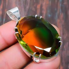 Bi-Color Tourmaline Gemstone Handmade Gift Jewelry Pendant 1.77 h968"