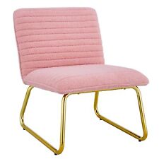 Minimalist Pink Plush Fabric Single Person Sofa Chair with Golden Metal Legs - Houston - US