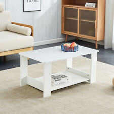 Modern minimalist white double layered rectangular coffee table - Mumbai - India