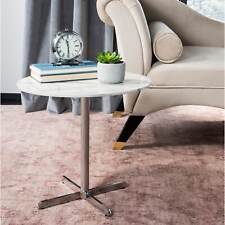 SAFAVIEH Winnie White/ Chrome Round Side Table - 19.6 x White / Chrome 19.6" x - US"