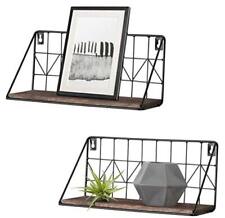 Floating Shelves Wall Mounted Set of 2 Rustic Wood Storage Display Small Brown - Mumbai - India