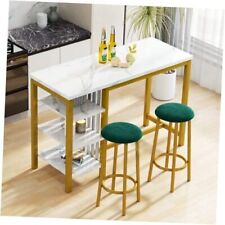 3-Piece Bar Table Set, Faux Marble Pub Table Kitchen Table Set with 47.2 Inch - Mumbai - India