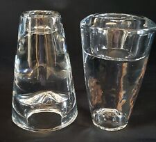 2 Clear Glass Candle Holders Dual Size Thick MCM Minimalist Decor Taper-Tealight - Mumbai - India