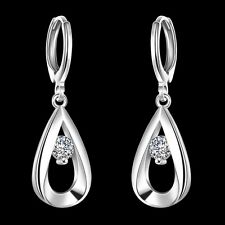 Fashion wedding party Silver 925 charms Crystal women lady Earring Jewelry