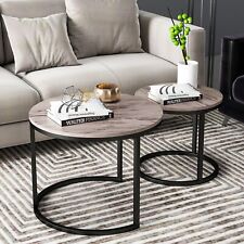 Modern Nesting Coffee Table Set Of 2 For Living Room Balcony Garden Round Table - Joliet - US