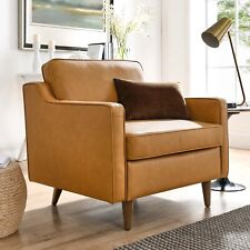 Modway Impart Upholstered Genuine Leather Armchair in Tan - Hightstown - US