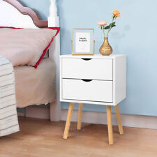 Bedside Table Simple And Modern White Cabinet, Wood Color Legs, MDF Spray Paint - Toronto - Canada