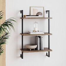 39 3 Tier Wall Mount Floating Bookshelf Reclaimed Oak/Matte Black - Nathan - Mumbai - India"