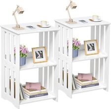 Side Table Night Stand, 3 Tier Narrow End Table with Display Shelf, Small Bookca - Miami - US