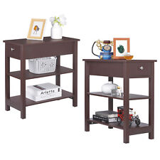 Set of Two Home Wood Simple Luxury Style End Table with one Drawer 24, Brown - Memphis - US"