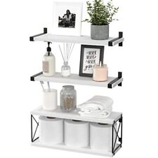 Floating Shelves Wall Mounted, Wood Bathroom Shelves with Extra Storage White - Toronto - Canada