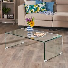 Modern Minimalistic Tempered Glass Coffee Table, Clear - Chatsworth - US