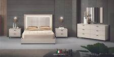 MADE IN ITALY 4PC LED High-Gloss Pearl Queen King Bed Set Minimalist Furniture - Houston - US