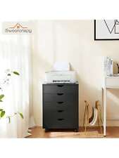 Sweetcrispy 5 Drawer Wood Storage Dresser Organizer Cabinets Black Bedside Table - Mumbai - India