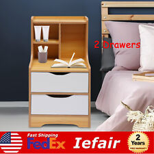 Bedroom End Side Bedside Table Nightstand Organizer with 2 Drawers Storage Wood - Mumbai - India