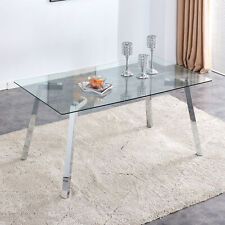 Modern minimalist rectangular glass dining table with tempered glass tabletop - Mumbai - India