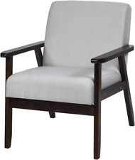 Mid-Century Modern Accent Chair, Retro Fabric Armchair, Solid Hardwood Made, Uph - Pawtucket - US