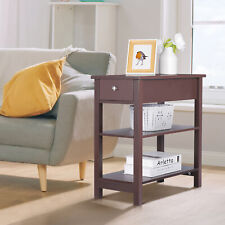 Indoor Wood MDF Frame End Table with Drawer Brown Finish Simple Style Furniture - Mumbai - India