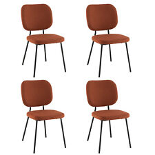 Set of 4 Modern Fabric Dining Chairs Padded Kitchen Armless Accent Chair Orange - Mumbai - India