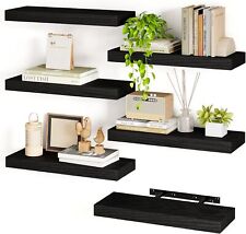 Fixwal 15.8in Black Floating Shelves, Set of 6 Wood Farmhouse - Melbourne - US