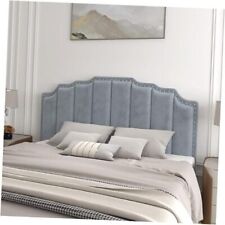 Velvet Padded Headboard, Modern and Minimalist Fan Full/Queen Grey Flannel - East Syracuse - US