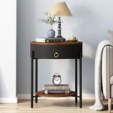 Modern Side Table with Drawer, Industrial 2 Tier End Table with Shelf, Black - Mumbai - India