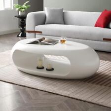 WILLIAMSPACE Modern Black Oval Coffee Table with Storage Fiberglass Coffee Table - CN