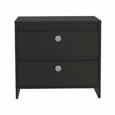 Modern and Minimalist Black Two Drawer Nightstand - Mumbai - India