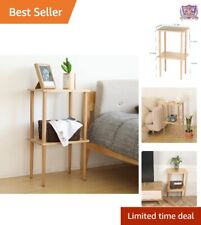 Solid Wood 2-Tier Versatile End Table - Minimalist Design - Storage Shelves - Mumbai - India