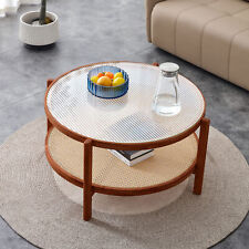 Modern minimalist circular double-layer solid wood coffee table - Mumbai - India