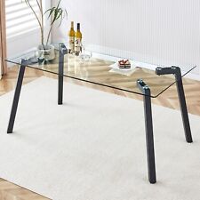 Minimalist Rectangular Glass Dining Table with Black Coating, 0.31 Tempered Top - Mumbai - India"