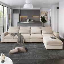 Modern Nordic Style Beige Minimalist Sofa Living Room L-Shape Couch Large Linen - Toronto - Canada