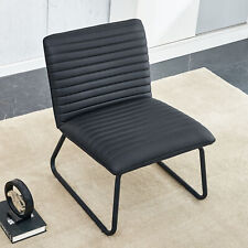 Black minimalist armless sofa chair with PU backrest and black metal legs - Mumbai - India