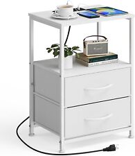 YBING Nightstand with Charging Station White Night Stand End Table - Des Moines - US