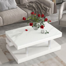 Coffee Table Modern 2-Tier Metal Leg Cocktail High-gloss UV Minimalist White - Mumbai - India