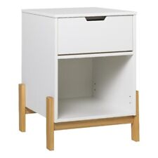 Pemberly Row 1 Drawer Scandi-Minimalist Solid Wood Nightstand - White - Mumbai - India