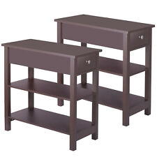 Set of Two 24 Narrow End Table with Drawer Indoor Home Furniture, Brown - Mumbai - India"