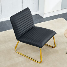 Black minimalist armless sofa chair with PU backrest and golden metal legs - Braselton - US