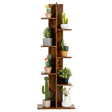 Costway Wood Open Concept Bookcase Plant Display Shelf Rack Storage Holder Brown - Mumbai - India