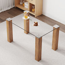 Modern minimalist rectangular dining table.Glass desktop,wooden MDF table legs - Mumbai - India