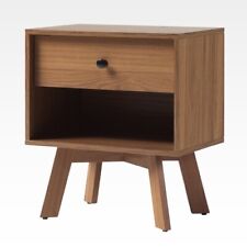 Mid-Century Modern Minimalist 1-Drawer Nightstand – Mocha - Mumbai - India