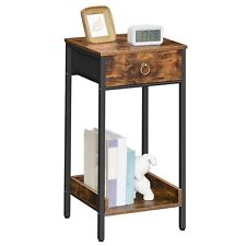 End Table with Storage Shelf and Fabric Drawer, Industrial Nightstand, 23.6 Inch - Mumbai - India