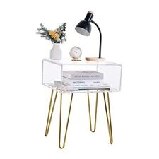 Acrylic Nightstand with Metal Legs, Bedside Table for Bedroom, Easy Assembly, - Miami - US