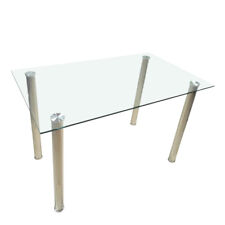 Rectangular Glass Stainless Steel Table Clear110x70cm 4Seat Minimalist rectangle - Flanders - US